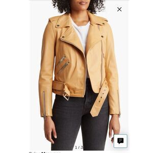 Walter Baker Allison Lamb Leather Moto Jacket Macaroon color size Medium